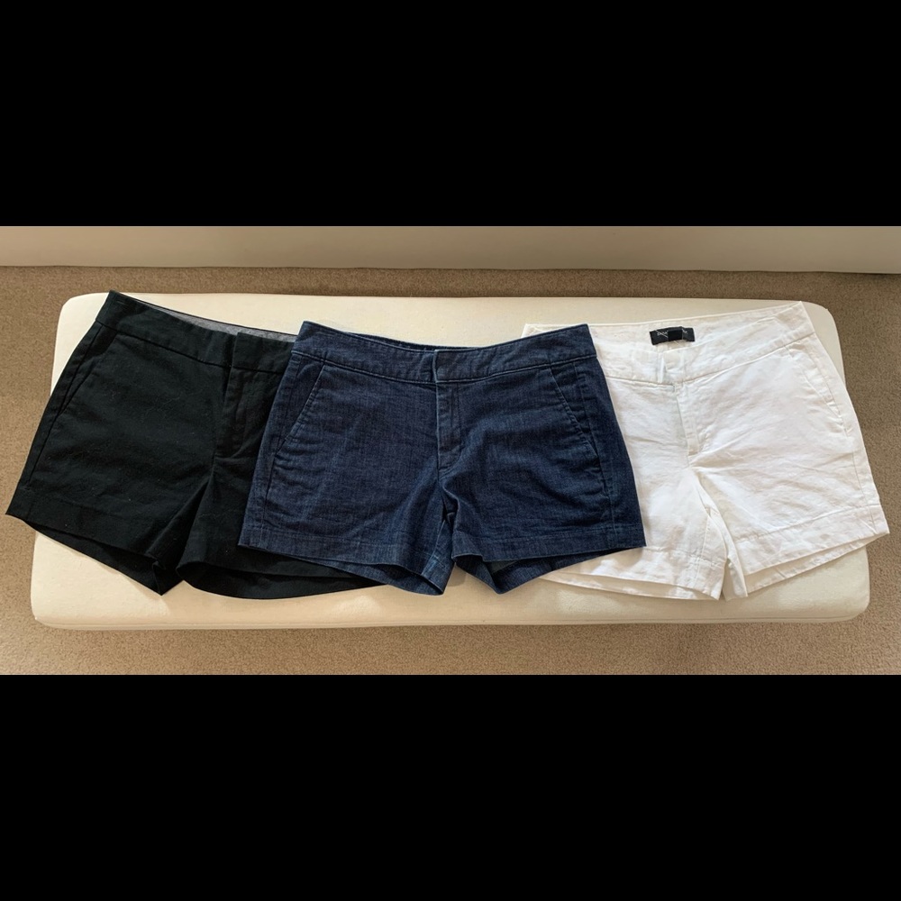 3 Banana Republic size 0 shorts (black, white, jean)